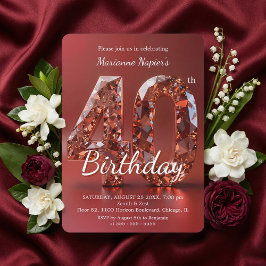 Convites Glamourosa Jóia de Aniversário de 40 Anos em Doura