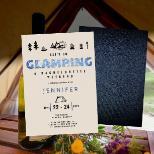 Convites Glamping Glam Denim Festa de solteira de Ouros
