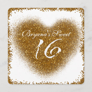 Convites Glamurosos de Coração Sweet 16 com Derram