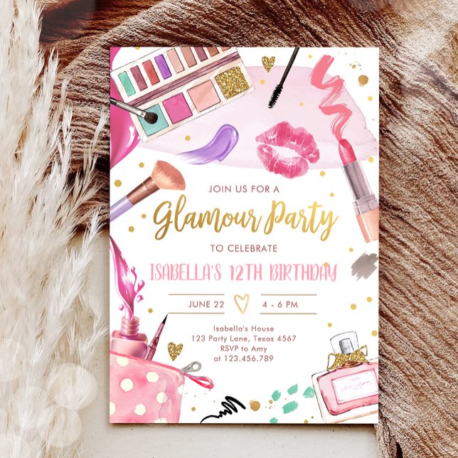 Convites Glamz Glam Spa Girl Makeday (Criador carregado)