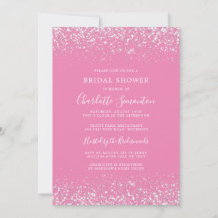 Convites Glândula rosa chá de panela Glitter Prata