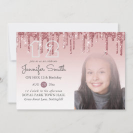 Convites GLITER PARTITY Rosa PINK Dourado QUALQUER FOTO ETÁ