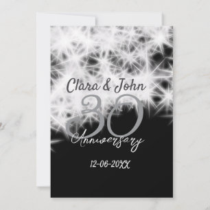 Convites Glitor de aniversário de casamento da 30 cinza de