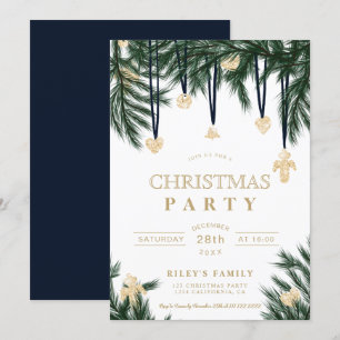 Convites Glitor de pinheiro de ouro azul verde galhos de pi
