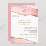 Convites Glitter Agate rosa e Dourado, Bat Mitzvah Invitati<br><div class="desc">Este design moderno apresenta uma bela fronteira agata e seu texto personalizado.  Use o formulário modelo para adicionar seu texto.  Os menus avançados de edição,  acessados escolhendo "personalizar ainda mais",  permitirão que você altere as fontes,  as cores e o layout.</div>