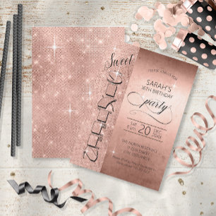 Convites Glitter and Shine Sweet 16 Rosa Dourado ID675