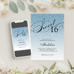Convites Glitter Azul Claro Brilhante Doce 16<br><div class="desc">Este belo convite apresenta brilho azul claro e o seu texto personalizado. Use o modelo para adicionar suas informações. Altere a fonte ou adicione mais texto usando o recurso Personalizar.</div>