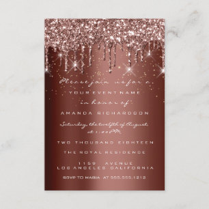 Convites Glitter castanho dá gotas Rosa aniversário Confe