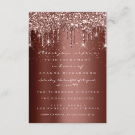 Convites Glitter castanho pica Rosa Aniversário Dourado Con