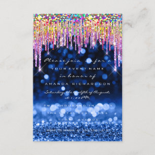 Convites Glitter Coloca Festa de aniversário Azul Marinho d
