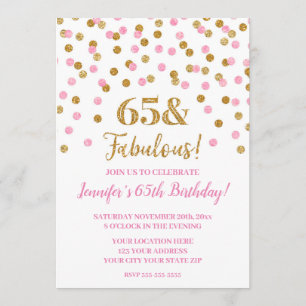 Convites Glitter Confetti 65 Dourado rosa e Fabuloso