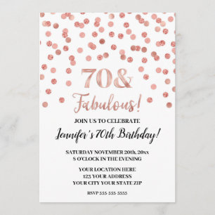 Convites Glitter Confetti 70 Dourado rosa e Fabuloso