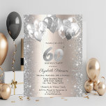 Convites Glitter Confetti Balões Champanhe 60º Aniversário<br><div class="desc">Um confete moderno,  chic e glamouroso,  e balões sobre fundo de champanhe.</div>