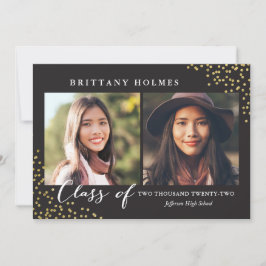 Convites Glitter Confetti Sprinkle 2 Photo Graduation White