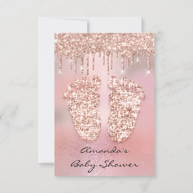 Convites Glitter cor-de-rosa Colorir unidades com Rosa de C (Verso)