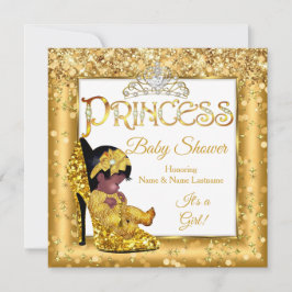 Convites Glitter de alto salto Dourado da Princesa Étnica