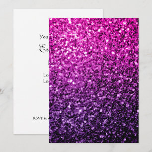 Convites Glitter de brilho do Ombre rosa púrpura Personaliz