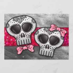 Convites Glitter de Casca de Açúcar Branco e Preto Vermelho