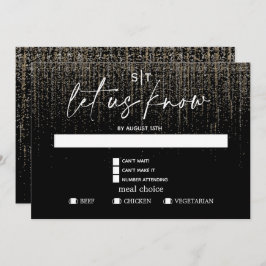 Convites Glitter de Champanhe Edgy RSVP de Escolha de Refei