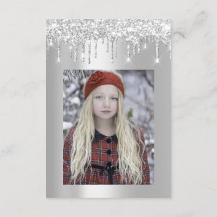 Convites Glitter de cinza Drips Silver Bridal Sweet 16th Sp