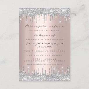 Convites Glitter de faísca Coluna Cinza de prata Doce de su