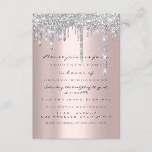 Convites Glitter de faísca Drips Rosa de prata Doce de suor