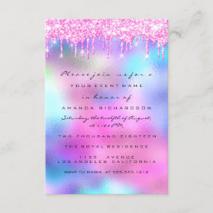 Convites Glitter de faísca pinga cor-de-rosa pinga doce 16º