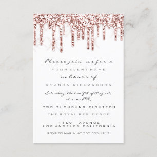 Convites Glitter de faísca Rosa Bridal Doce 16º