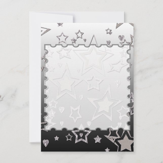 Convites Glitter de gradiente natalício brilhando estrelas  (Frente)