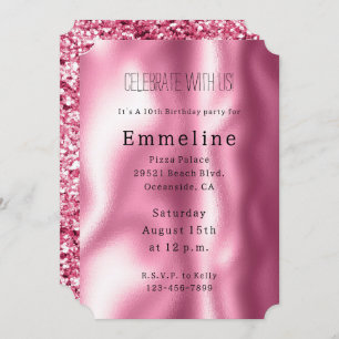 Convites Glitter de Grelha Rosa Girassol