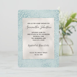Convites Glitter de Impressão de Leopardo Azul
