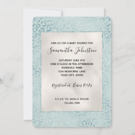 Convites Glitter de Impressão de Leopardo Azul