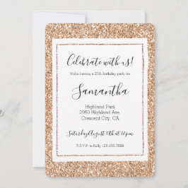 Convites Glitter de Lâmina Dourada do Rosa de Pêssego