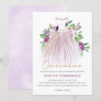 Glitter de ouro roxo Vestido floral Quinceañera