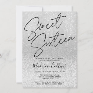 Convites Glitter de Prata Chic 16
