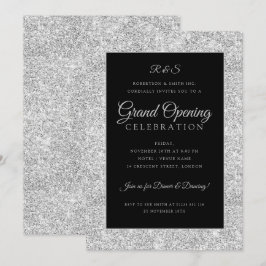 Convites Glitter de prata de abertura geral corporativa