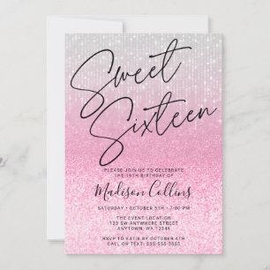Convites Glitter de Prata Rosa-Chic 16