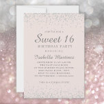Convites Glitter de Prata Rosa Escamudo Elegante 16<br><div class="desc">Doce 16 convite de aniversário com brilhante cintilação prateada sobre fundo rosado suave. A cor de fundo rosa deste convite é personalizável com a ferramenta design fácil de usar do Zazzle, de modo que, qualquer que seja o seu tema de cor da festa, você pode personalizar este para suas cores....</div>