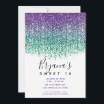 Convites Glitter De Teal Roxo Doce 16 Aniversário<br><div class="desc">Personalizar para qualquer evento</div>