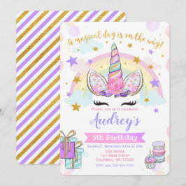 Convites Glitter do Unicorn Aniversário do Partido Mágico