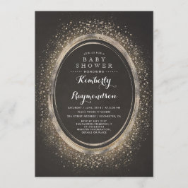 Convites Glitter Dourado | Chá de fraldas Elegante Vintage
