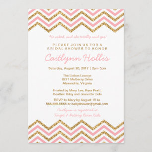 Convites Glitter Dourado Chevron   Bebê, Bridal ou Aniversá
