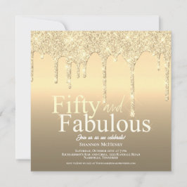 Convites Glitter Dourado Cinquenta e Fabuloso Aniversário