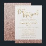 Convites Glitter Dourado com rosa Bat Simples de Chic Strip<br><div class="desc">Rosa,  Dourada,  Glitter Stripe rosa e Ombre Fade,  Plano de Fundo Mitzvah,  Convite com Fontes de Script Sofisticadas e Elegantes e Estilo Chic e Moderno.</div>