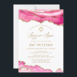 Convites Glitter Dourado Cor-de-rosa-chic Bat Mitzvah<br><div class="desc">O moderno cor-de-rosa e o falso brilho dourado agita com uma estrela dourada de David decora este chic Convite Mitzvah. Este design elegante apresenta uma borda superior de um agato de mármore rosa acentuado com falso brilho dourado. Seus detalhes de celebração podem ser personalizados em uma caligrafia moderna de faux...</div>