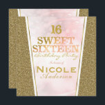 Convites Glitter Dourado cor-de-rosa Glama Sweet 16 Festa d<br><div class="desc">Glitter Glam Cor-de-rosa e Dourado Doce 16 Convites de festas de aniversários.</div>