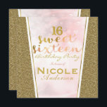 Convites Glitter Dourado cor-de-rosa Glama Sweet 16 Festa d<br><div class="desc">Glitter Glam Cor-de-rosa e Dourado Doce 16 Convites de festas de aniversários.</div>