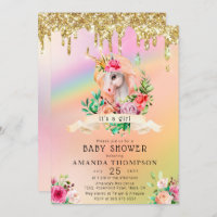 Glitter Dourado dá um Chá de fraldas de Garota Uni