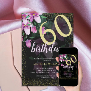 Convites Glitter Dourado de Leitura Aquática Chic Floral