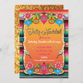 Convites Glitter Dourado do partido mexicano Fiesta Feliz N